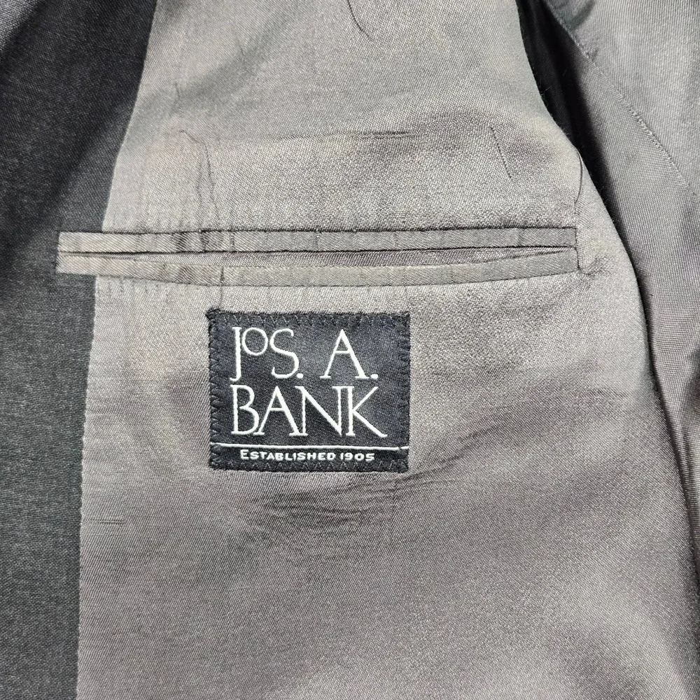 Jos. A. Bank Suit Jacket Mens 46L Charcoal Gray Good 100% Wool 2-Button‎ Blazer